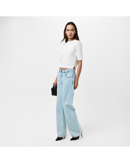 French Connection White Lilly Mozart Short-Sleeve Knitted Top