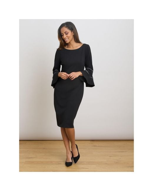 Gina Bacconi Black Ivette Long Sleeve Dress