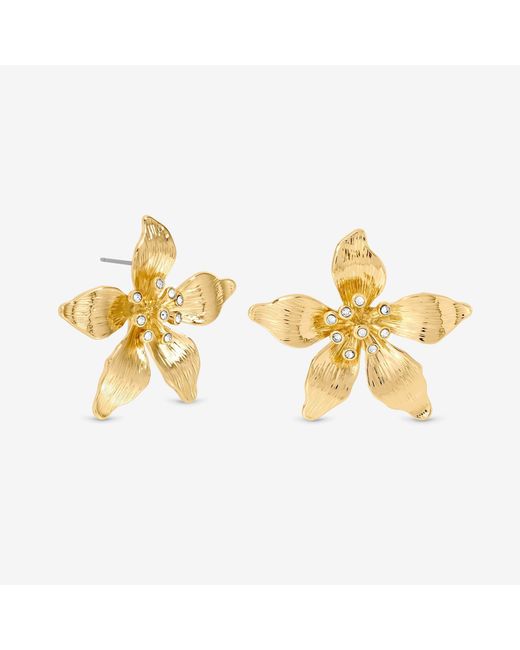 Mood Metallic Polished Statement Floral Earrings