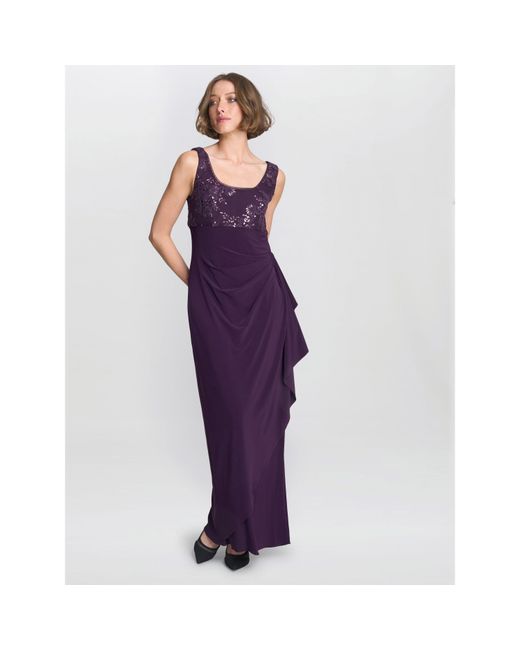 Gina Bacconi Purple Susanne Maxi Dress With Lace Jacket