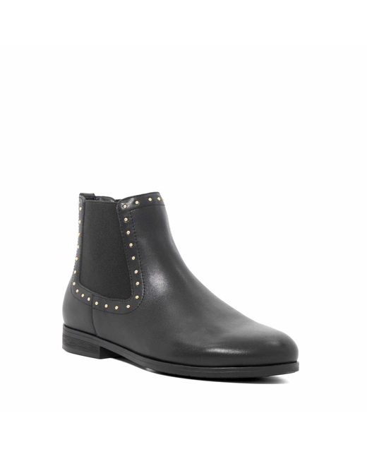 Dune Black Flat Ankle Boots