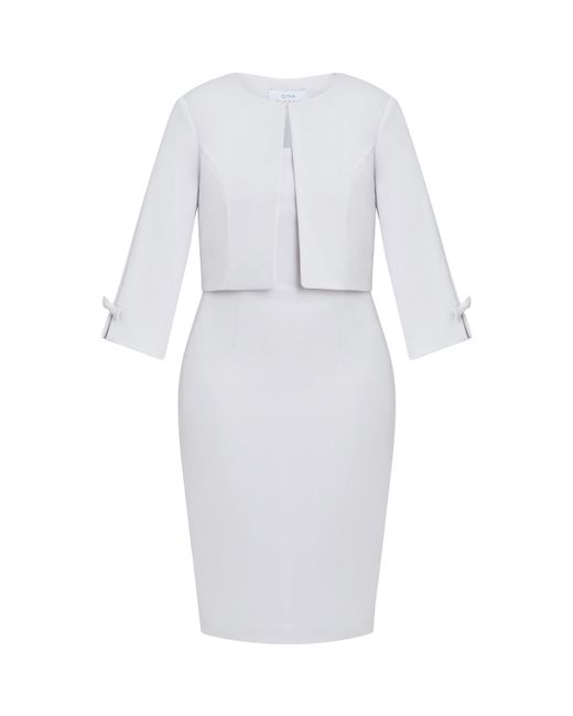 Gina Bacconi White Corinne Crepe Dress And Jacket