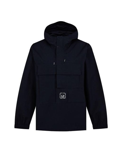 CP COMPANY METROPOLIS Blue Hooded Overshirt With Drawstring for men
