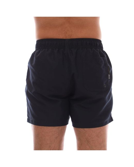 EA7 Black Logo Tape Swim Shorts for men