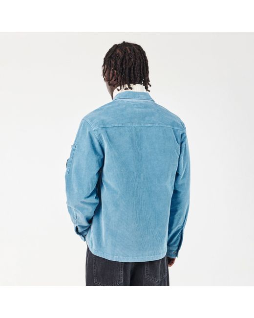 C P Company Blue Corduroy Long Sleeve Zip Overshirt for men