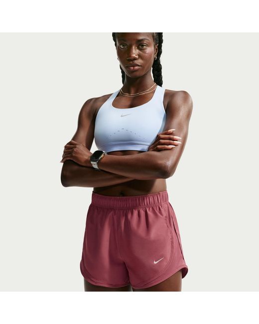 Nike Purple Tempo Dri-Fit Mid-Rise Brief-Lined Running Shorts