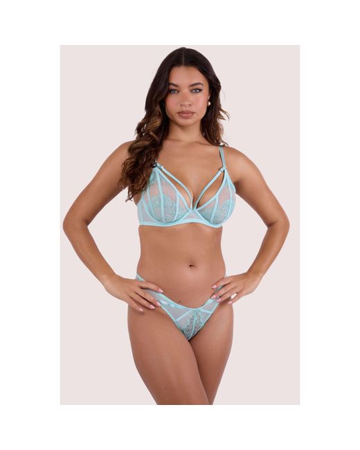 Playful Promises Green Valerie Embroidery & Mesh Plunge Bra