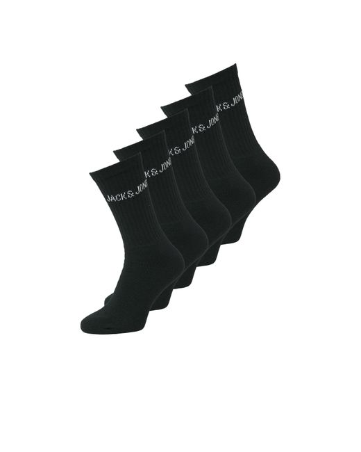 Jack & Jones Black Regen 5 Pack Crew Socks for men