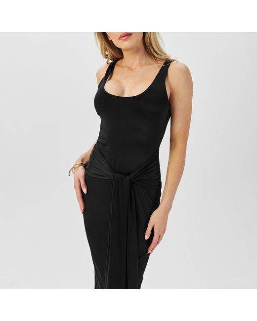 GOOD AMERICAN Black Slinky Midi Dress
