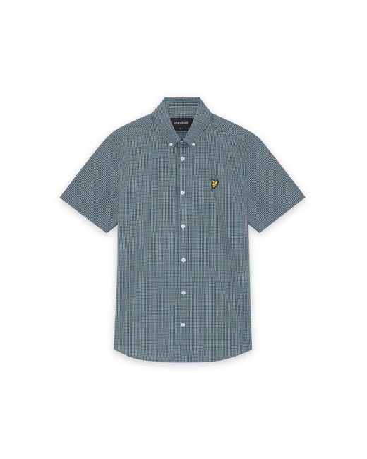 Lyle & Scott Blue Patterned Short Sleeve Shirt for men