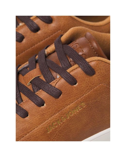 Jack & Jones Brown Bosley Pu Casual Low-Top Trainers for men