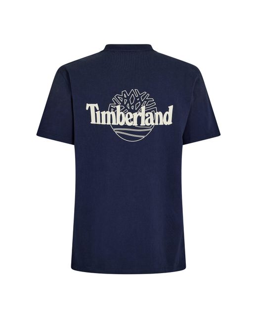 Timberland Blue Sunfaded Back Graphic T-Shirt for men