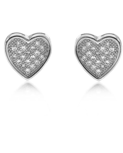 Be You Metallic Sterling Pave Set Cz Heart Studs
