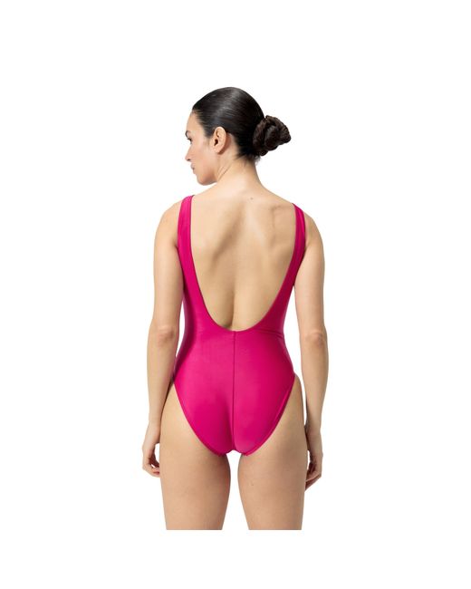 Speedo Pink Logo Deep One Piece Swimsuit