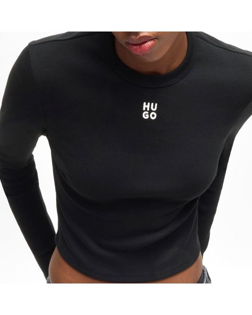 HUGO Black Long Sleeve Logo T-Shirt