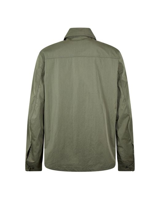 Belstaff Green Stride Zip Collar Long Sleeve Overshirt for men