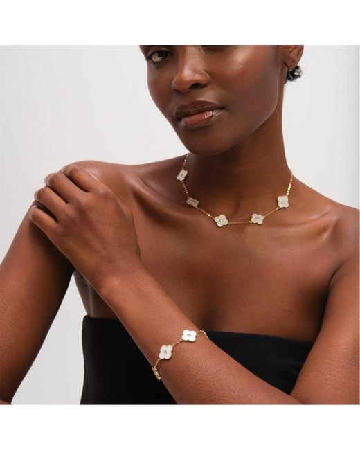 Jon Richard Metallic Plated Mother Of Pearl Clover Necklace