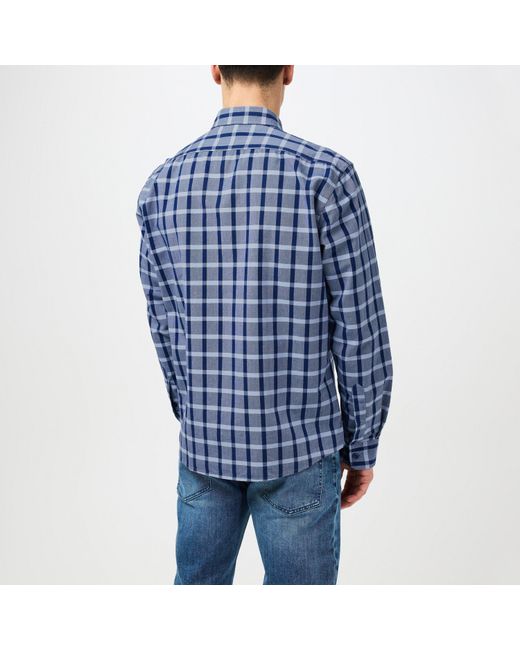 Boss Blue Patterned Long Sleeve Shirt for men