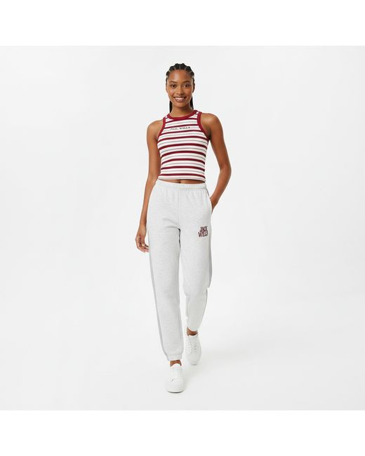 Jack Wills White Jw Contrast Logo Closed Hem Fleece Joggers
