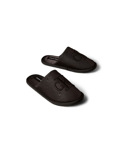 Calvin Klein Black Satin Mule Slippers