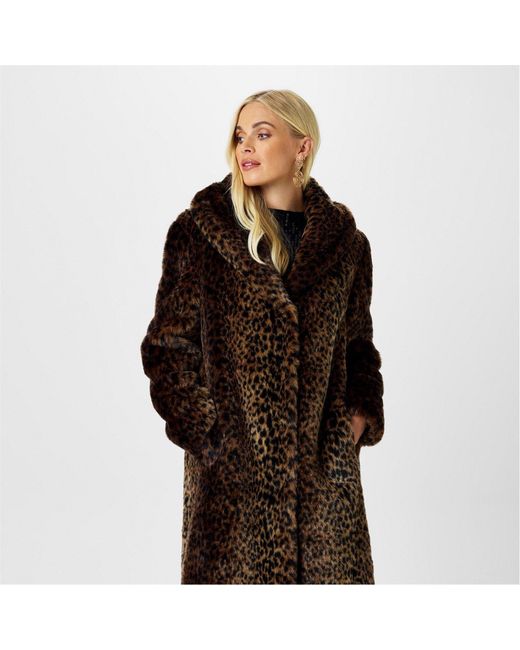 Biba Black Archive Faux Fur Long Sleeve Mid-Length Coat