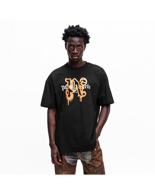 Palm Angels Black Roma Mono Tee for men