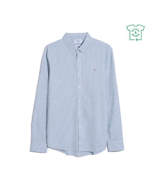 Farah White Long Sleeve Patterned Shirt for men