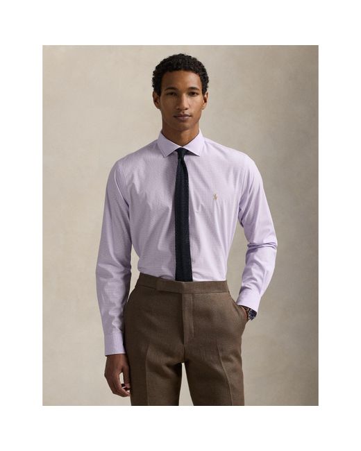Polo Ralph Lauren Purple Poplin Check Long-Sleeve Patterned Shirt for men