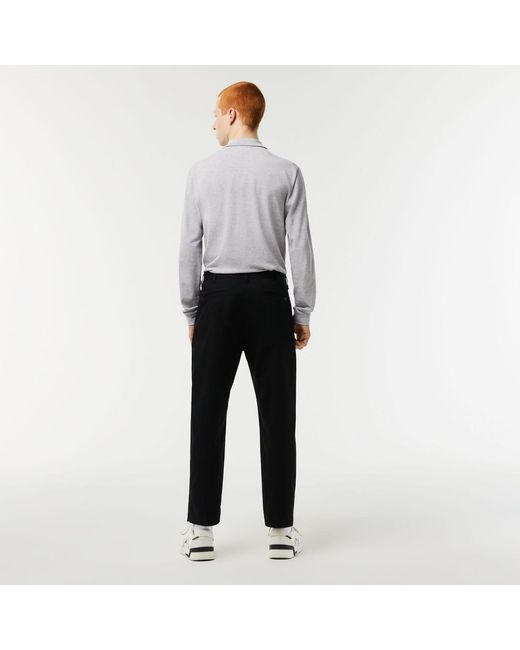 Lacoste Black Stretch Cotton Tapered Chinos for men