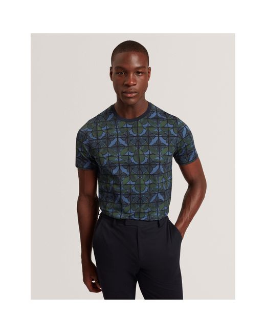Ted Baker Blue Floral Long-Sleeve Patterned Shirt for men