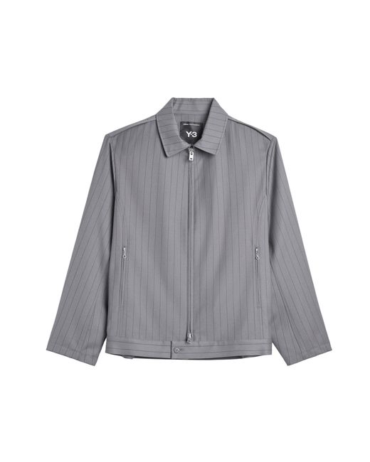 Y-3 Gray Full Zip Stripe Harrington Jacket for men