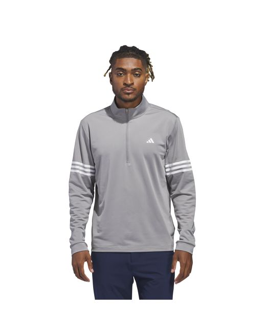 Adidas Gray 3 Stripe Zip Top for men