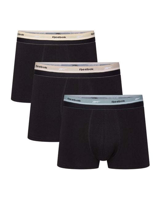 Reebok Black 3 Pack Trunks Farr for men