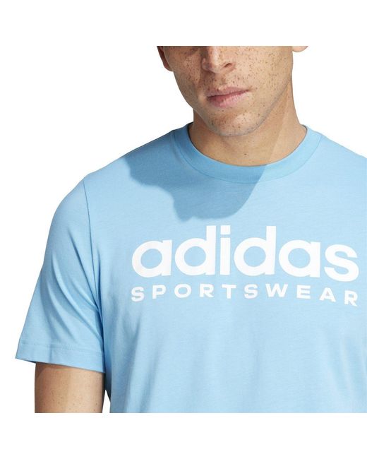 Adidas Blue Essentials Single Jersey Logo T-Shirt for men