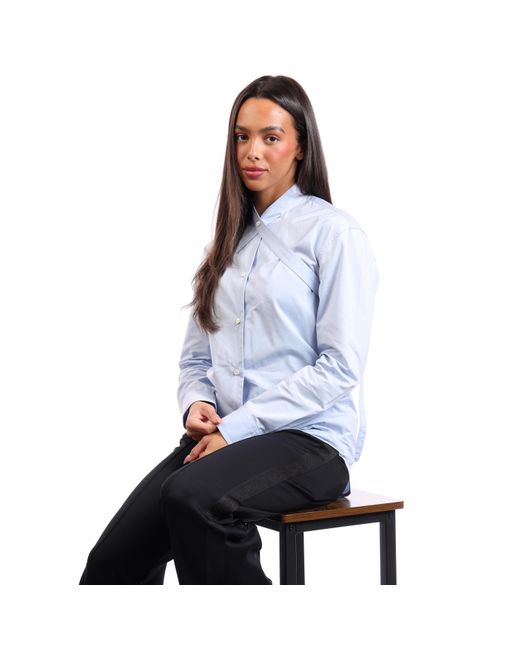 Off-White c/o Virgil Abloh Blue Poplin Cross Belt Shirt