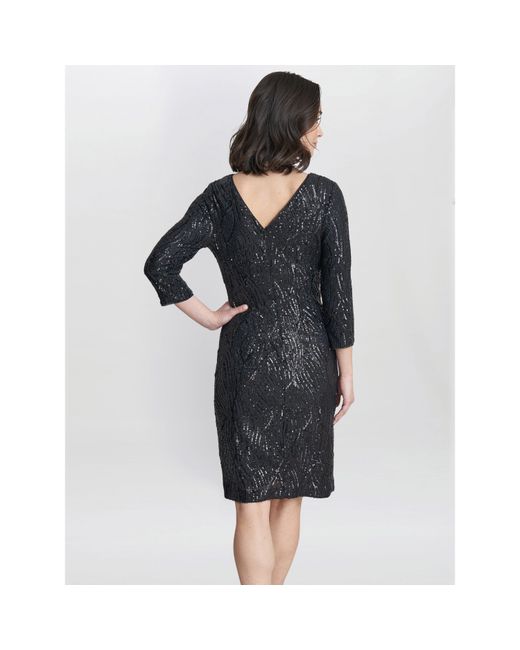 Gina Bacconi Black Angelina Sequin Shift Dress