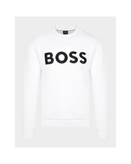 HUGO White Salbo Slim-fit Sweatshirt for men