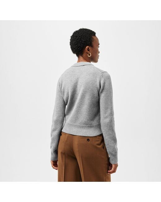 AMI Gray Knitted Relaxed Fit Cardigan