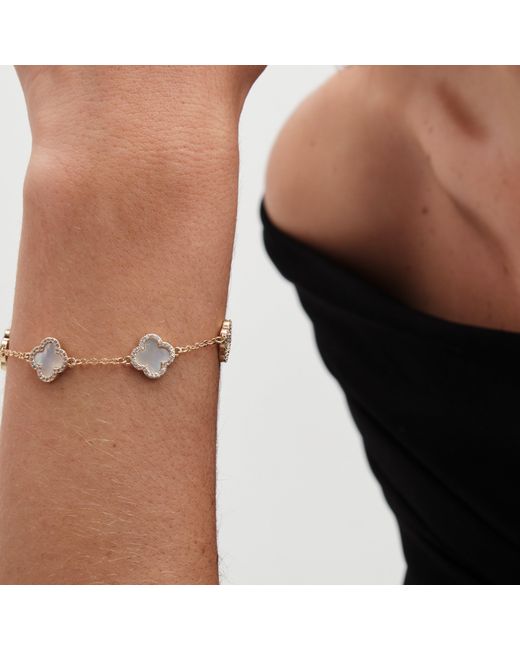 Jon Richard Metallic Plated Mother Of Pearl Clover Bracelet