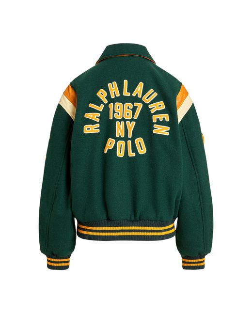 Polo Ralph Lauren Green Deep Wool Blend Varsity Jacket