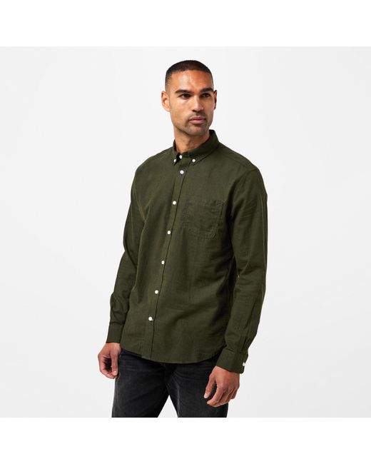 ONLY Green Long-Sleeve Plain Shirt for men