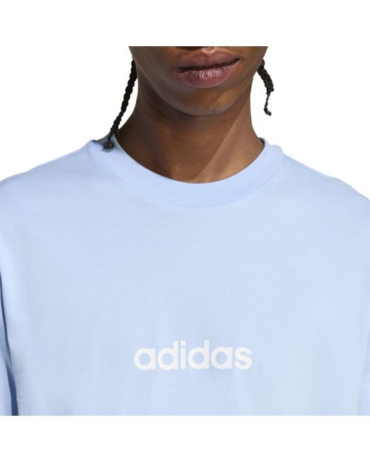 Adidas Blue Essentials Single Jersey Logo T-Shirt for men