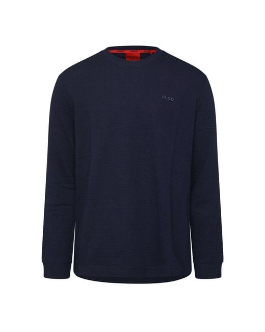 HUGO Blue Austin Long Sleeve Pyjama T-Shirt for men