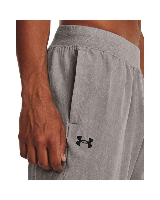 Under Armour Gray Stretch Printed Closed Hem Woven Joggers for men