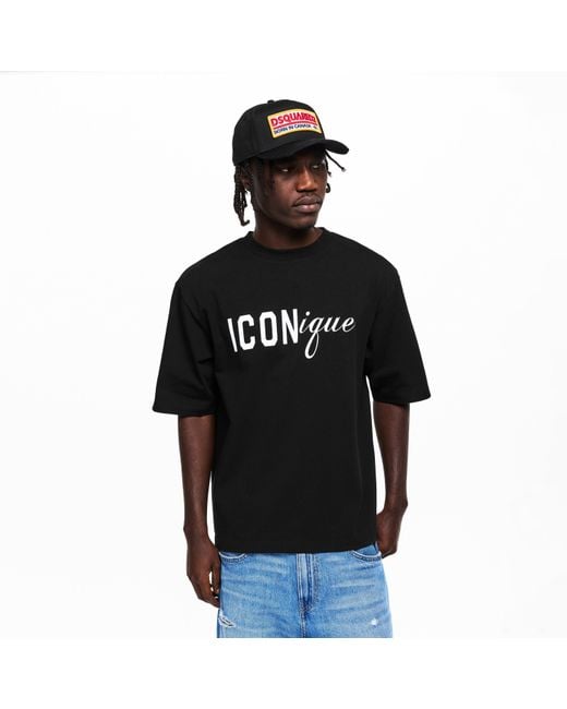 DSquared² Black Oversized T-Shirt for men