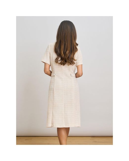 Gina Bacconi Natural Nara Boucle A Line Dress