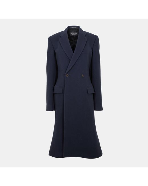 Balenciaga Blue Bal Godet Tailored Fit Overcoat