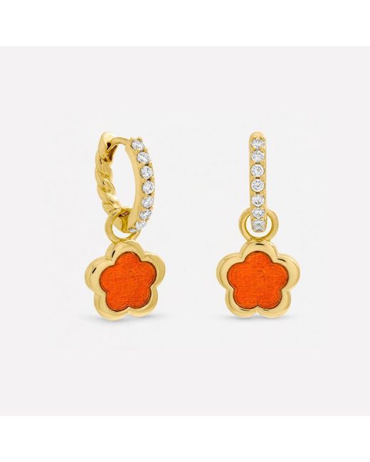 Inicio Metallic And Cherry Flower Earrings