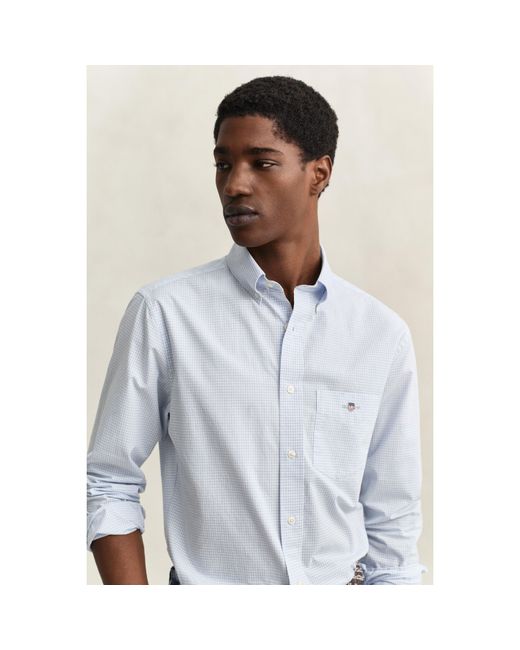 Gant White Gingham Long Sleeve Patterned Shirt for men