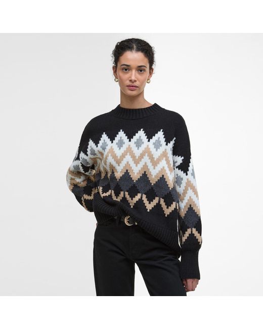 Barbour Black Cecilia Fair Isle Jumper